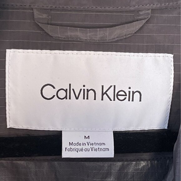 Calvin Klein Jacket Men Sz M Relaxed Fit Box Logo Popover Black Beauty Nylon NEW - Picture 8 of 12